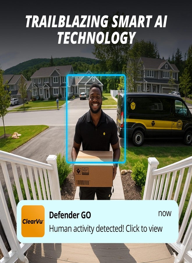 Defender GO 2K AI Powered WiFi Indoor/Outdoor Home, Business, Pet, Baby Security Camera, AI Detection, Dual Band, Spotlight/Siren, Color Night Vision, 2-Way Talk, Works with ClearVu App, 4 Pack - Image 3